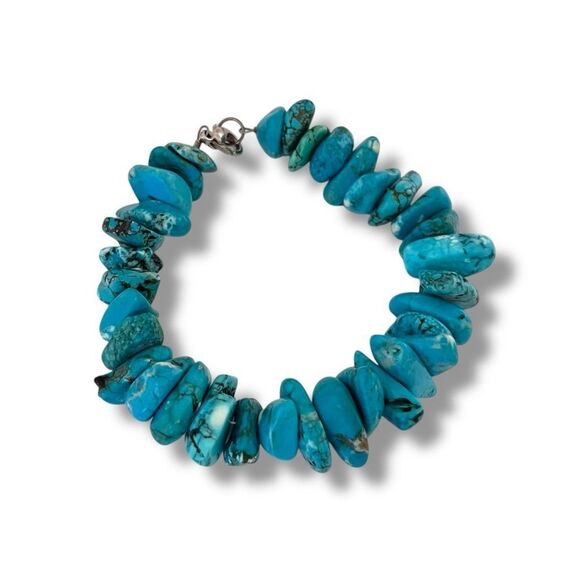 Turquoise Chunky Nugget Bead Bracelet - Picture 1 of 4